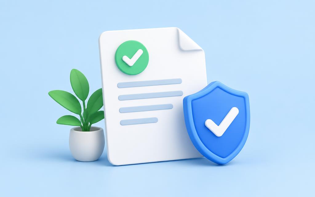 Illustration of a verified document with a shield