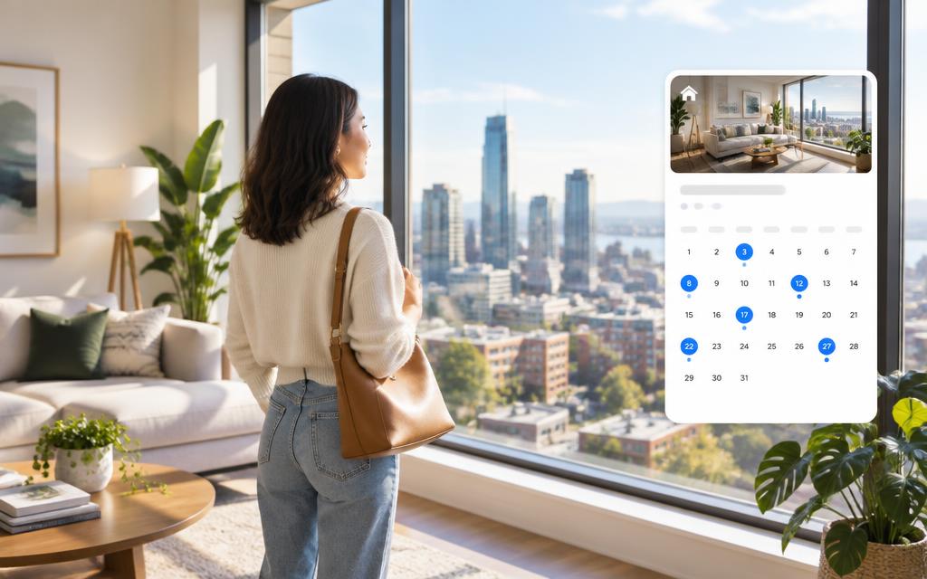 A renter viewing a condo with a viewing schedule calendar