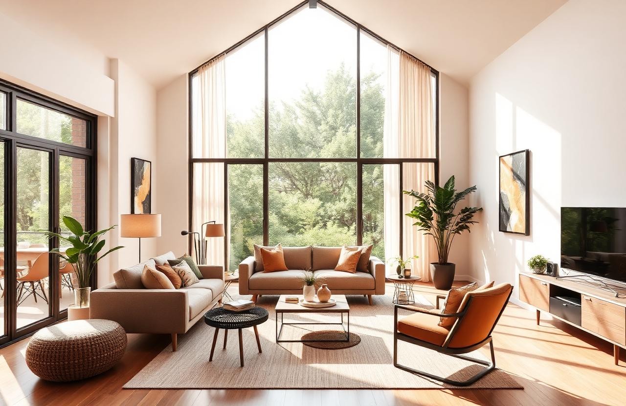 Bright modern living room interior